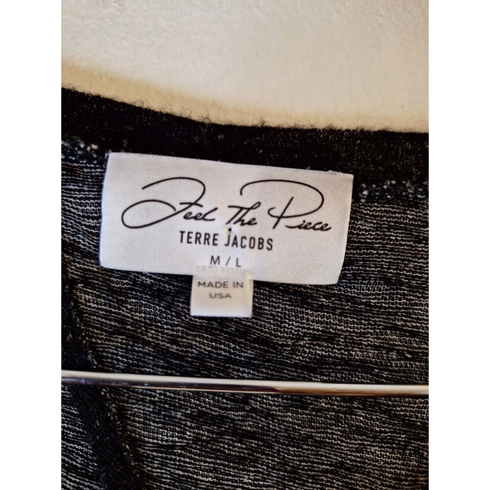 FEEL THE PIECE TERRIE JACOBS Sweater Women's Sz M/L Black Open Back Yoga Workout